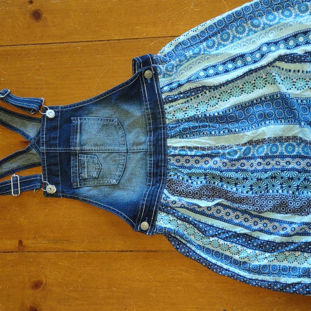 💙Jordache dress size L/G (10-12). Overalls Style dress. Half denim.